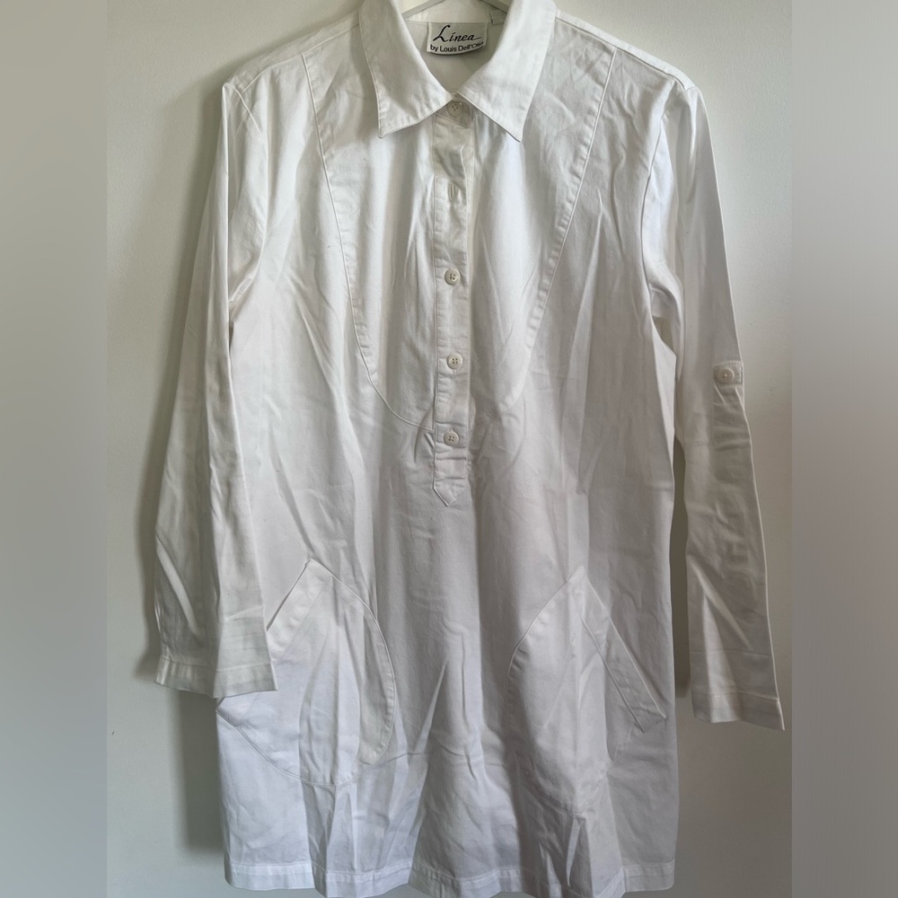 Linea by Louis Dell'Olio White Button Up Tunic Size M